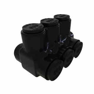 FTZ Industries Insulated Multi-Tap Connector, Dual Sided, 3 Ports, 600-4 kcmil, Black