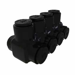 FTZ Industries Insulated Multi-Tap Connector, Dual Sided, 4 Ports, 350-6 kcmil, Black