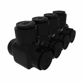 FTZ Industries Insulated Multi-Tap Connector, Dual Sided, 4 Ports, 4-14 AWG, Black
