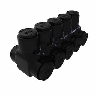 FTZ Industries Insulated Multi-Tap Connector, Dual Sided, 5 Ports, 600-4 kcmil, Black