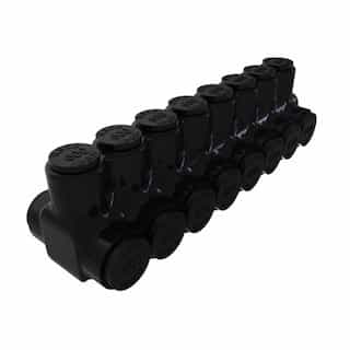 FTZ Industries Insulated Multi-Tap Connector, Dual Sided, 8 Ports, 600-4 kcmil, Black