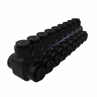 Insulated Multi-Tap Connector, Dual Sided, 9 Ports, 250-6 kcmil, Black