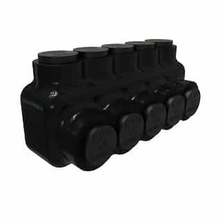 Insulated Multi-Tap Connector, Single Sided, 5 Port, 1/0-14 AWG, Black