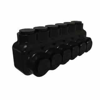 Insulated Multi-Tap Connector, Single Sided, 6 Port, 1/0-14 AWG, Black