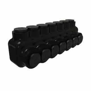 FTZ Industries Insulated Multi-Tap Connector, Single Sided, 7 Port, 1/0-14 AWG, Black