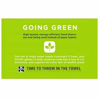 Wall Placard with Going Green Message for Hand Dryers, Green