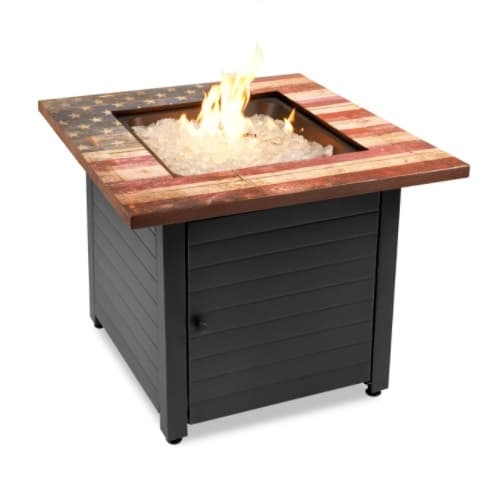 30-in Liberty Outdoor Gas Fire Pit w/ American Flag Mantel, LP