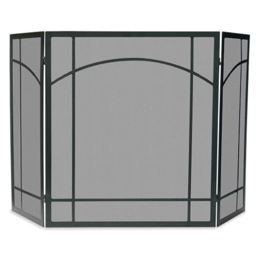 UniFlame Fireplace Screen, Mission Design, Wrought Iron, 3-Panel, Black