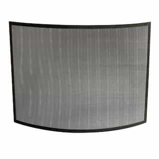 Fireplace Screen, Curved, Wrought Iron, 1-Panel, Black