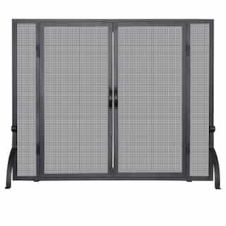 UniFlame Small Fireplace Screen w/ Doors, Wrought Iron, 1-Panel