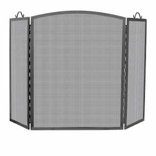 Large Fireplace Screen w/ Arch Top, 3-Panel, Olde World Iron
