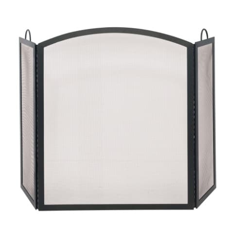 UniFlame Medium Fireplace Screen w/ Arch Top, Wrought Iron, 3-Panel, Black
