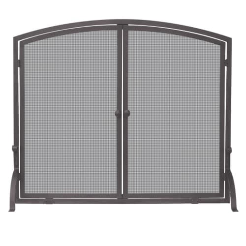 UniFlame Fireplace Screen w/ Arch Top & Doors, 1-Panel, Bronze