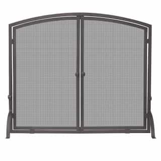 UniFlame Fireplace Screen w/ Arch Top & Doors, 1-Panel, Bronze