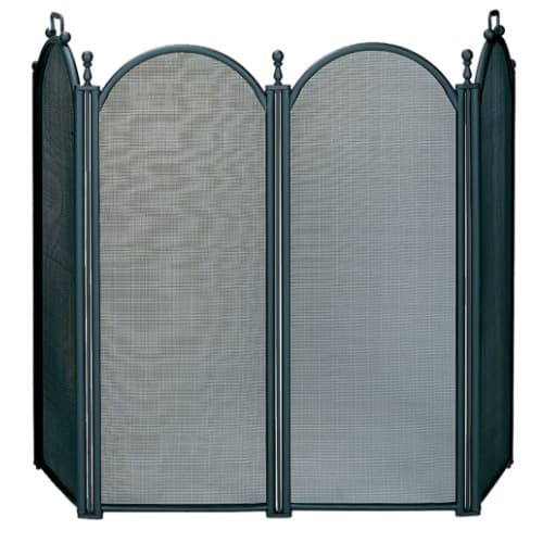 UniFlame Fireplace Screen w/ Arch Top & Handles, 4-Panel, Black