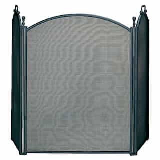 UniFlame Fireplace Screen w/ Arch Top & Handles, 3-Panel, Black