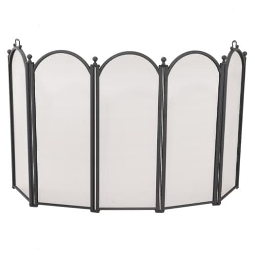 Fireplace Screen w/ Arch Top & Handles, 5-Panel, Black