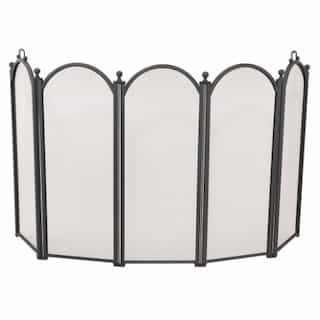 UniFlame Fireplace Screen w/ Arch Top & Handles, 5-Panel, Black