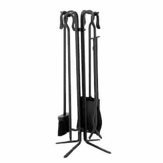 UniFlame 22-in 5pc Black Wrought Iron Fireset w/ Crook Handles
