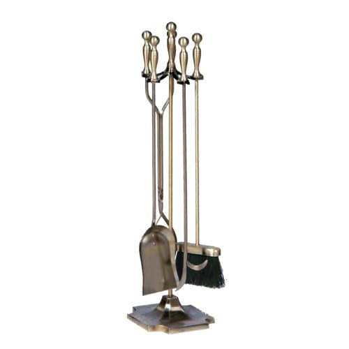 UniFlame 31-in 5pc Antique Brass Finish Fireset w/ Ball Handles
