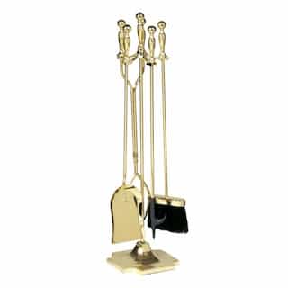 UniFlame 31-in 5pc Polished Brass Finish Fireset w/ Ball Handles