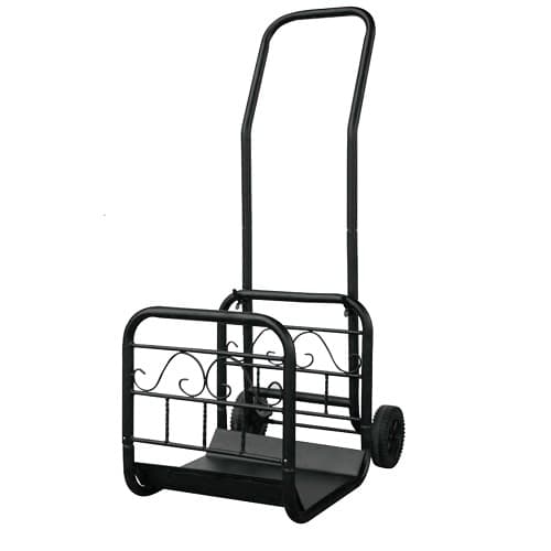 16.5-in Wide Large Black Wrought Iron Log Holder w/ Removeable Cart