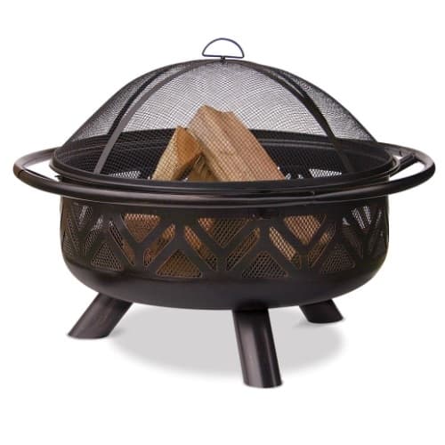 30-in  Wood-Burning Fire Pit w/ Geometric Design, Oil Rubbed Bronze