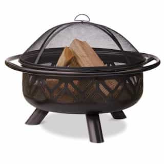 30-in  Wood-Burning Fire Pit, Geometric Design, Oil Rubbed Bronze