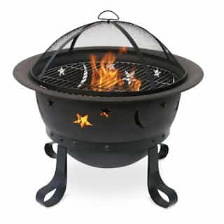 29.9-in Wood-Burning Fire Pit w/ Stars & Moons, Oil Rubbed Bronze