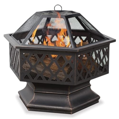 28-in Wood-Burning Fire Pit w/ Lattice Design, Oil Rubbed Bronze