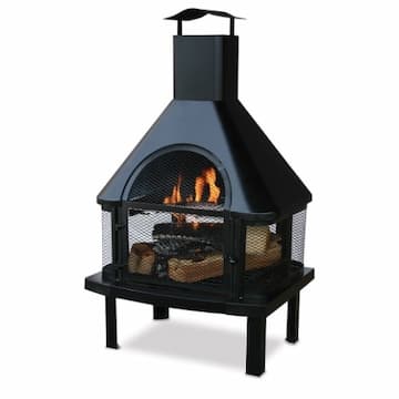 43.3-in Outdoor Firehouse, Wood-Burning, Black