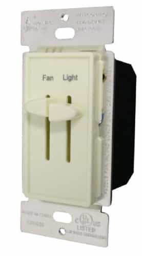 Almond Colored Fan and Light Slide Combination Controls