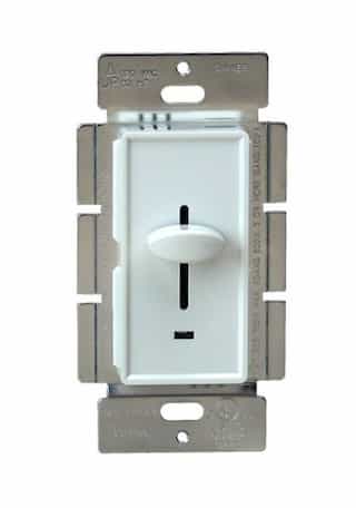 White Three-Way Back Light Incandescent Slide Dimmer Control
