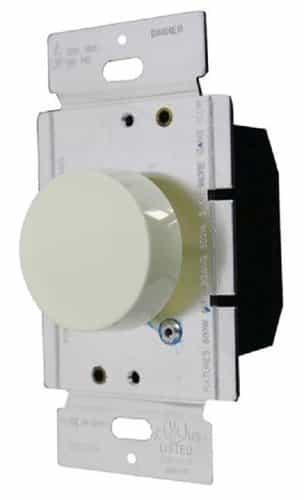 Enerlites White Single Pole Lighted Incandescent Full Range Rotary Dimmer Control 