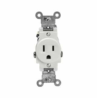 15 Amp Single Receptacle, Side-Wire, Commercial Grade, Almond