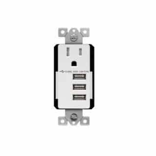 Enerlites 15 Amp Interchangeable Triple USB Charger Tamper Resistant Single Receptacle