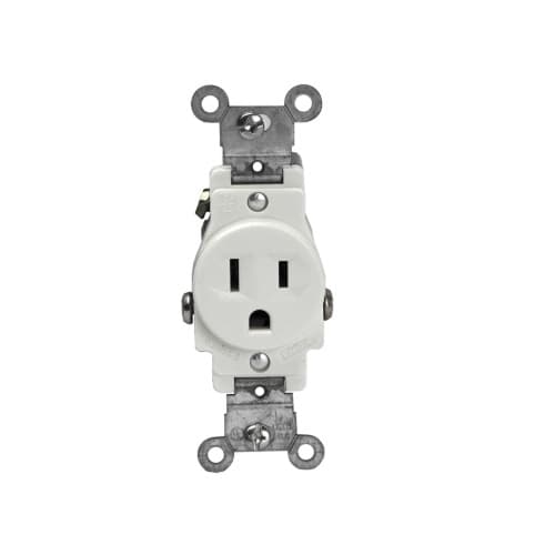 15 Amp Tamper Resistant Single Receptacle, Side-Wire, Commercial Grade, Ivory