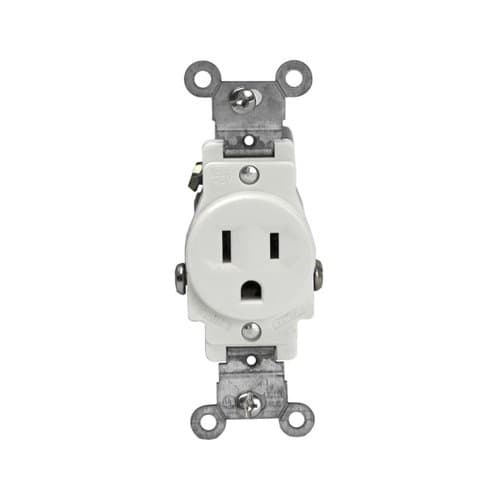 Enerlites 15 Amp Single Receptacle, Side-Wire, Commercial Grade, White