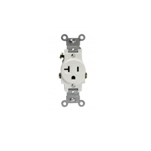 20 Amp Commercial Grade Single Receptacle, Ivory