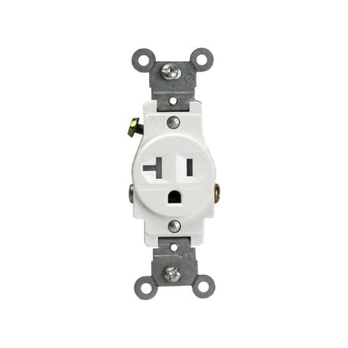 White Commercial 2-Pole Tamper Resistant 20A Single Standard Receptacles