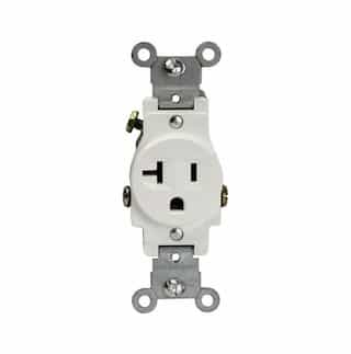 White Commercial Grade Side Wired 2-Pole 20A Single Receptacle
