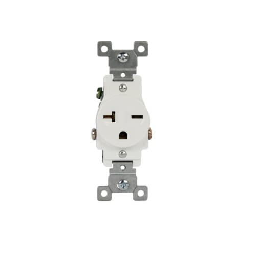 Enerlites Ivory Commercial Grade Side Wired 2-Pole 20A High Voltage Single Receptacle
