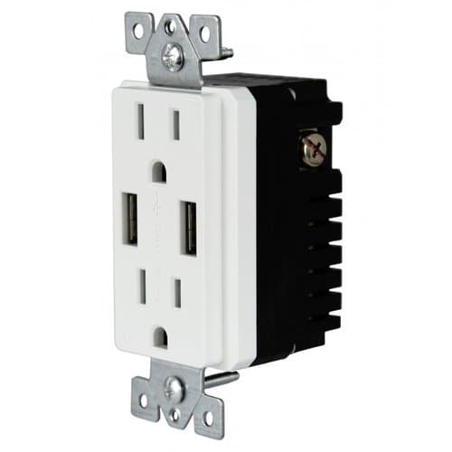Ultra-High Speed Dual USB Charger 15A Duplex Tamper Resistant Receptacle