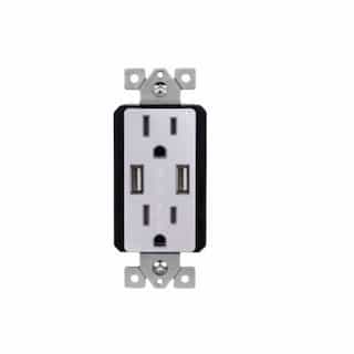 Enerlites 15 Amp Dual USB Type-A Charger Tamper Resistant Duplex Receptacle, Silver