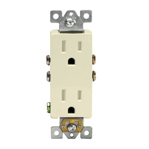 Almond Residential Grade Tamper Resistant 15A Duplex Receptacle