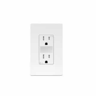 15 Amp Tamper Resistant Duplex Receptacle w/ Guide Light, White