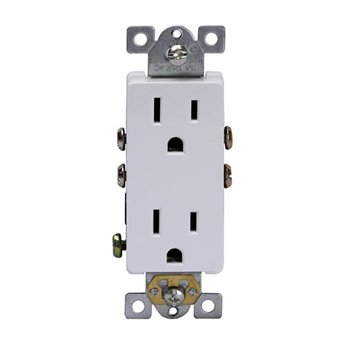Enerlites 15 Amp Push-In/Side-Wired Decora Duplex Receptacle, White
