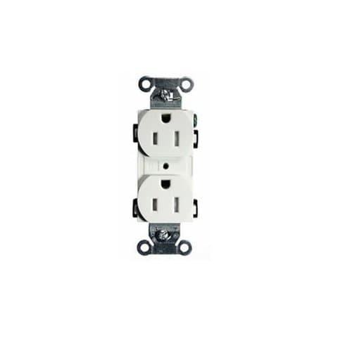 White Straight Blade Commercial Grade Duplex Receptacle