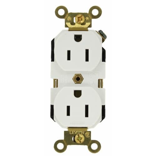 Brown Back and Side Wired 15A Industrial Grade Duplex Receptacle