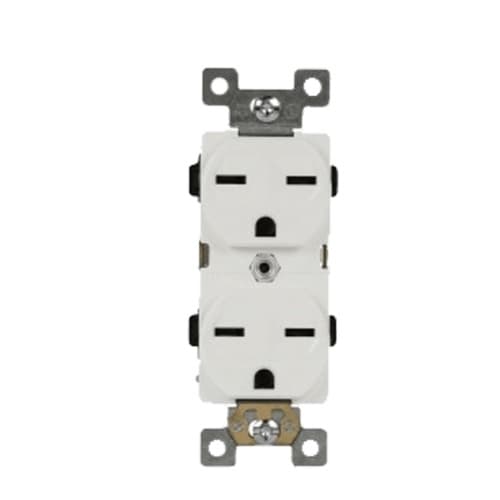 White Back and Side Wired 15A Industrial High Voltage Duplex Receptacle